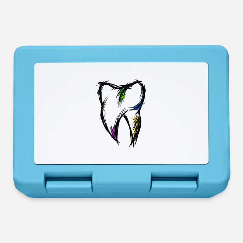 Dent colorée, dessin, dessinée à la main. - Boîte à goûter - bleu saphir