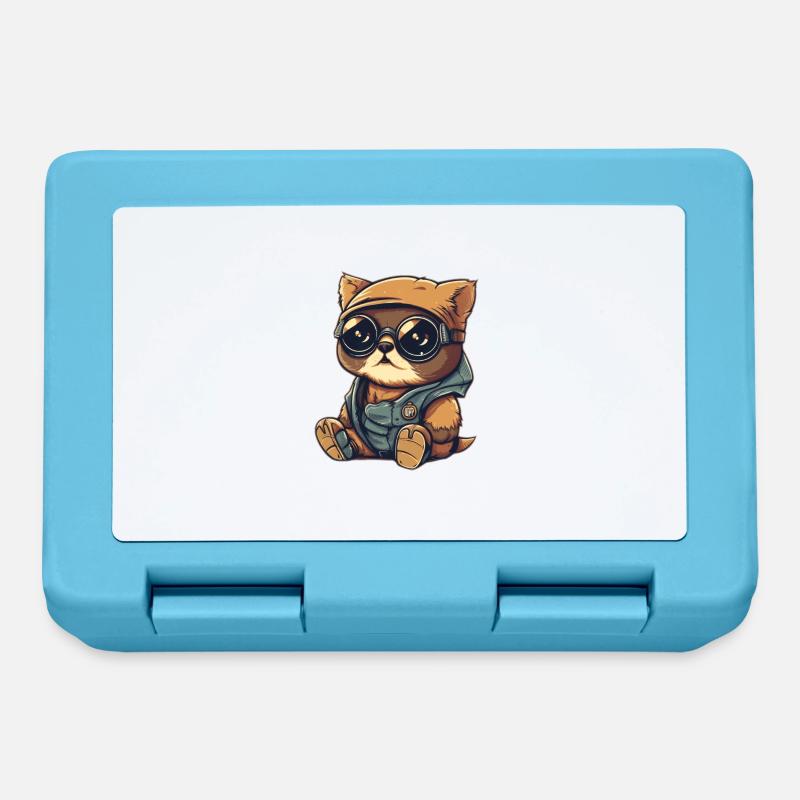 katze cool - Brotdose - Saphirblau