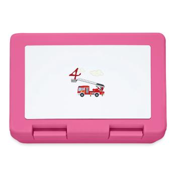 Fire truck - 4th birthday - Lunchbox - pink - Front