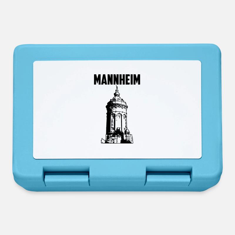 Mannheim Wasserturm Schwarz - Brotdose - Saphirblau