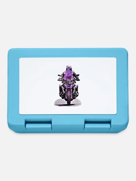 GS Motorradfahrer lila - Brotdose - Saphirblau