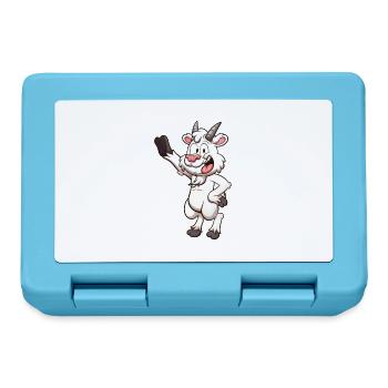 Friendly Smiling Cartoon Goat - Lunchbox - sapphire blue - Front
