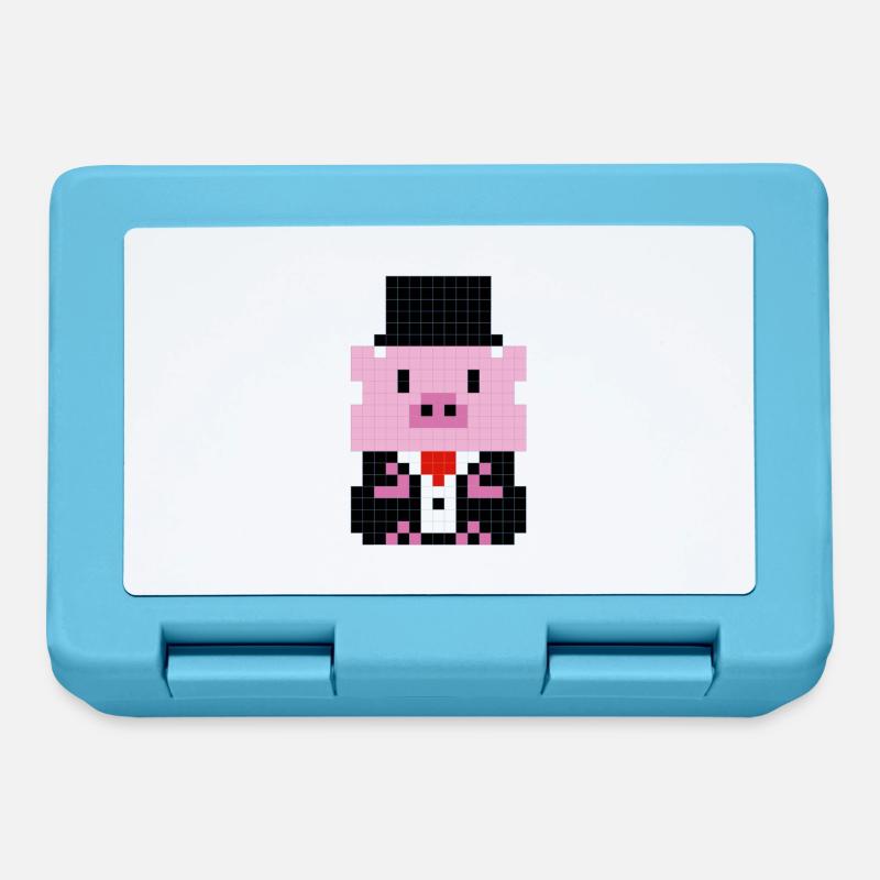 Un petit cochon en costume pixélisé - Boîte à goûter - bleu saphir