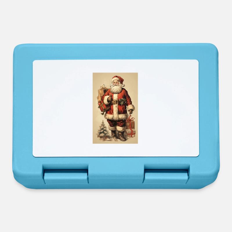 Carte postale du Père Noël vintage - Boîte à goûter - bleu saphir