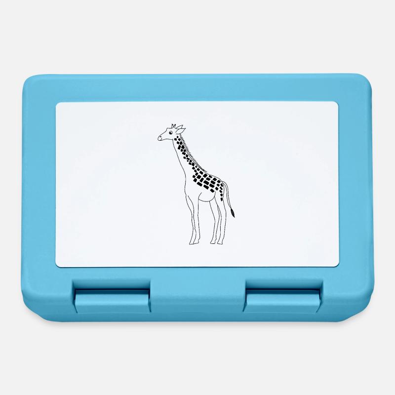 Girafe - graphique en noir et blanc - Boîte à goûter - bleu saphir