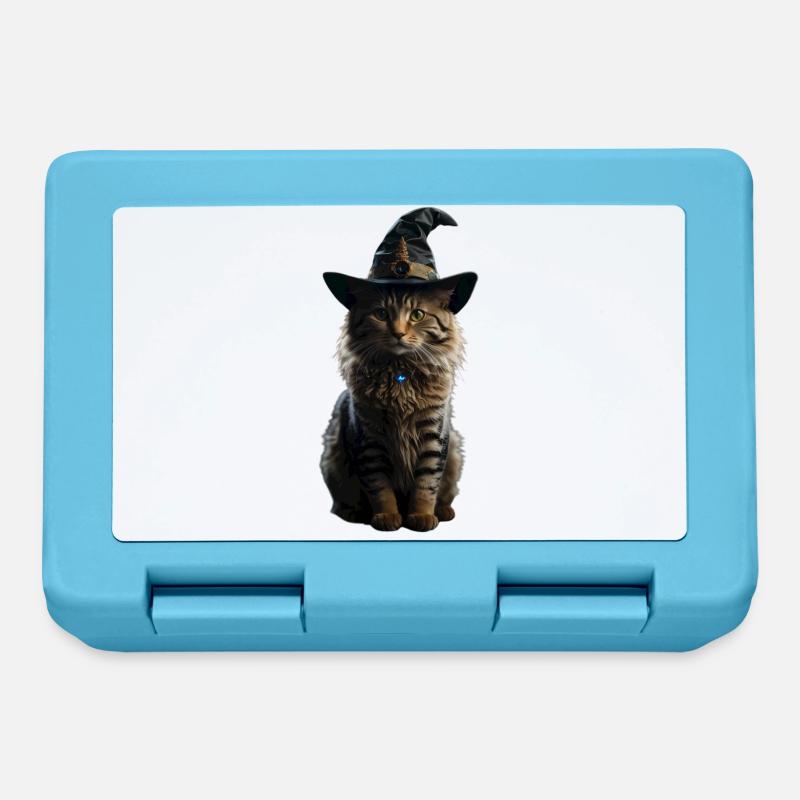 Chat sorcière Halloween - Boîte à goûter - bleu saphir
