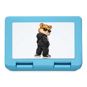 Goldhamster im Streetstyle-Gangster-Look - Brotdose - Saphirblau - Vorne