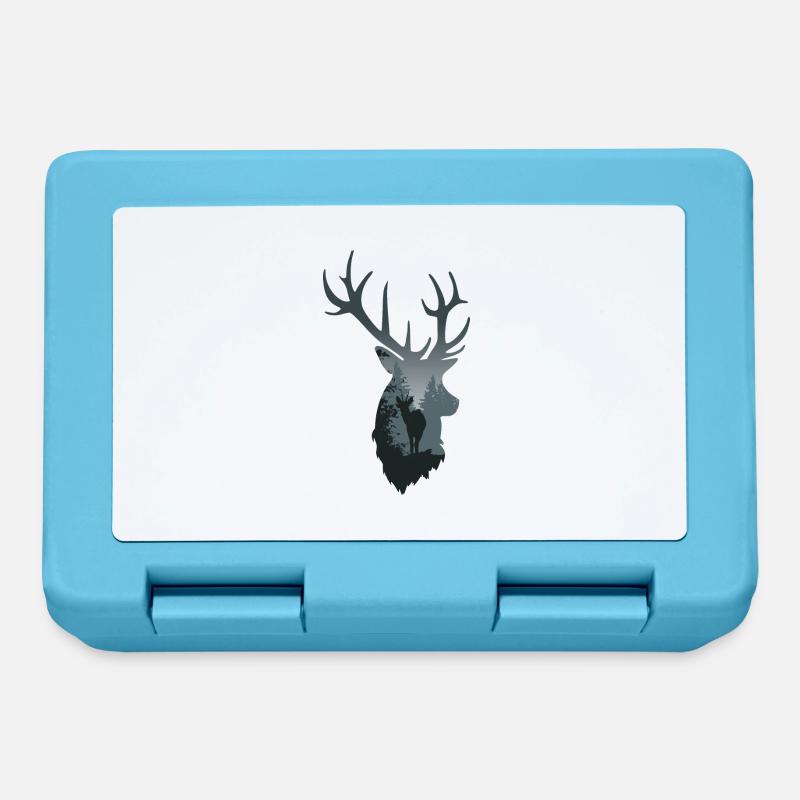 cerf - foret - Boîte à goûter - bleu saphir