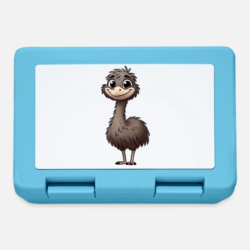 mignon émeu oiseau dessin animé heureux détendu - Boîte à goûter - bleu saphir
