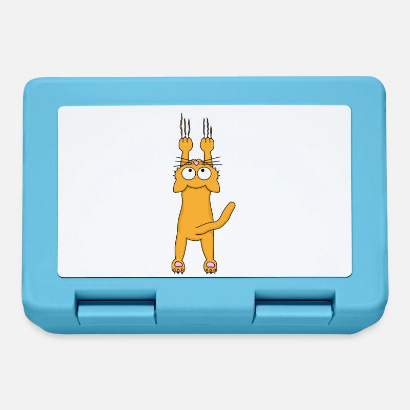 Chat orange - Boîte à goûter - bleu saphir