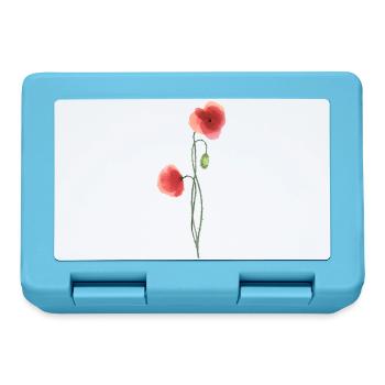 Blume: roter Mohn - Brotdose - Saphirblau - Vorne