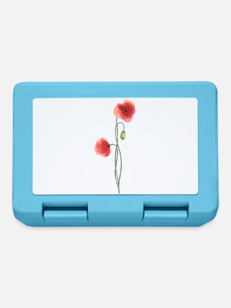 Flower: red poppy - Lunchbox - sapphire blue