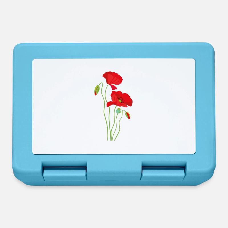 Mohn - Blumendesign - Brotdose - Saphirblau