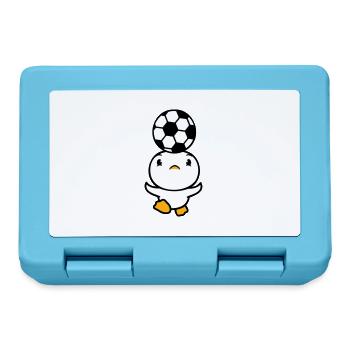 Ente spielt Fußball Kopfball Ball Kopf balancieren - Brotdose - Saphirblau - Vorne