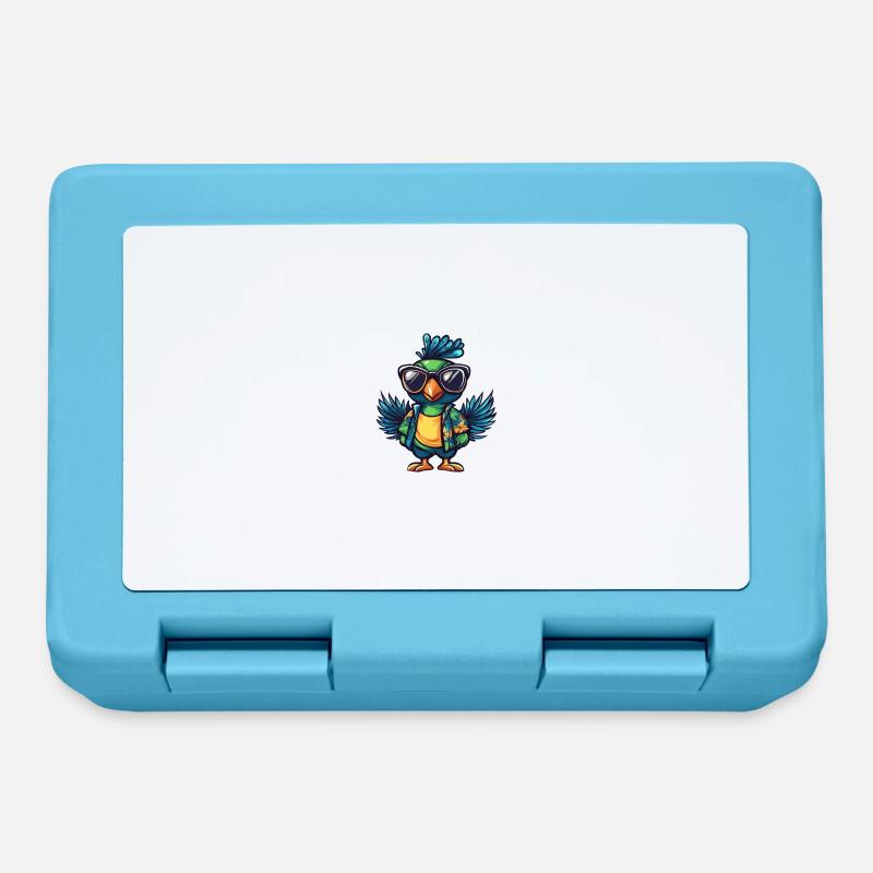 Peacock Bird Comic Cool Summer - Lunchbox - sapphire blue