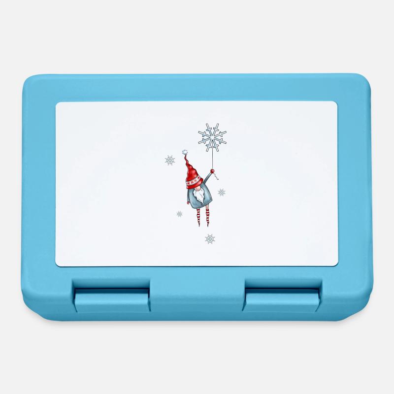 Lutin de Noël suspendu à son flocon de neige - Boîte à goûter - bleu saphir