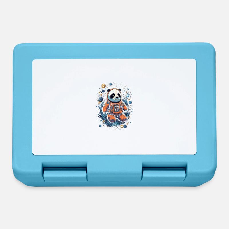 Astronaut Panda Funny Panda Bear Lover Space - Lunchbox - sapphire blue
