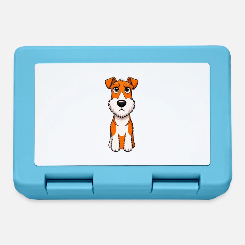Wire Fox Terrier Pursuing Squirrel Puppy Artwork - Lunchbox - sapphire blue