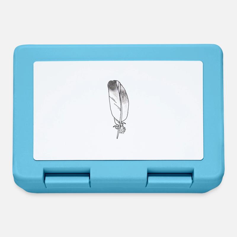Small feather grey hand-drawn (pigeon) - Lunchbox - sapphire blue