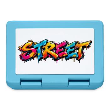 STREET Graffiti Tag: Old School Street Art Feuer! - Brotdose - Saphirblau - Vorne