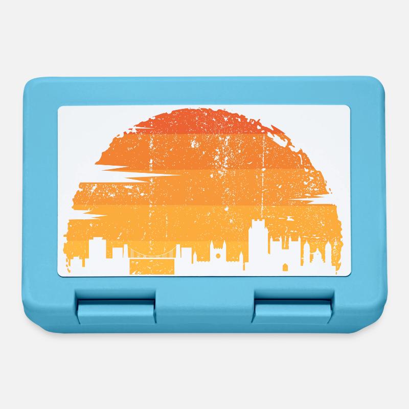 Sunset City Skyline Silhouette - Brotdose - Saphirblau