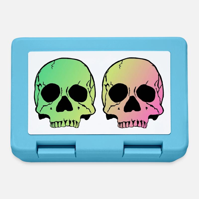 Two skulls - Brotdose - Saphirblau