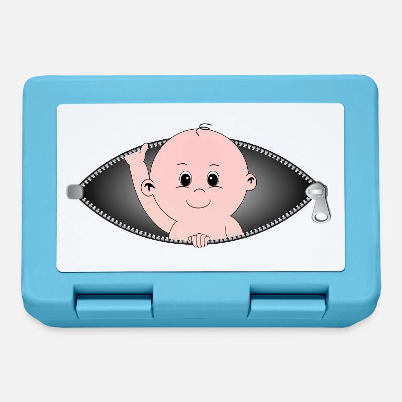 Enfant sortant d'une poche zippée - Boîte à goûter - bleu saphir