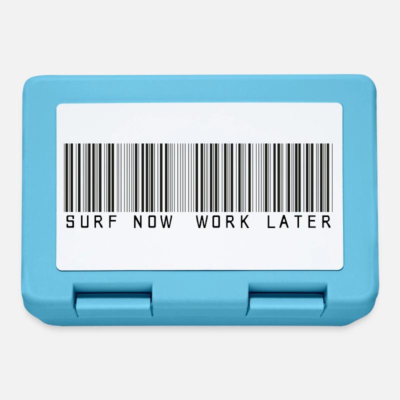 surf now work later bar code - Brotdose - Saphirblau
