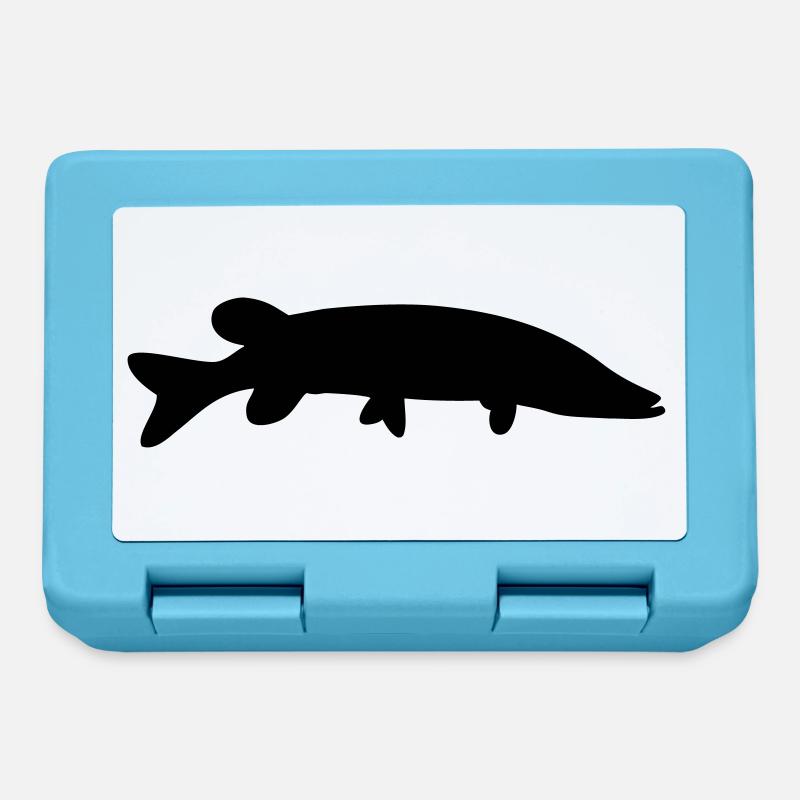 Fisch-Silhouette Hecht - Brotdose - Saphirblau