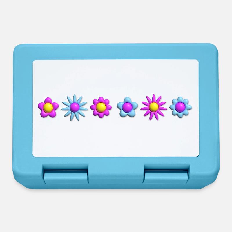 Blumen Blüten in Reihe 3D - Brotdose - Saphirblau