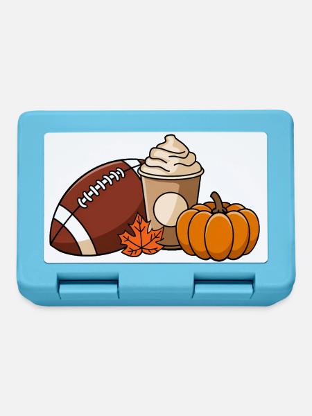 Herbstfreuden: Football, Kürbis und Pumpkin Spice - Brotdose - Saphirblau