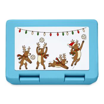 Volleyball Weihnachten Rentiere Wichtelgeschenk - Brotdose - Saphirblau - Vorne