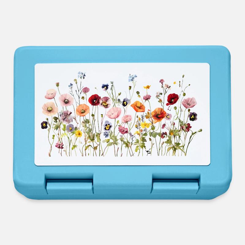 Prairie de fleurs sauvages – Fleurs d’aquarelle naturelles - Boîte à goûter - bleu saphir