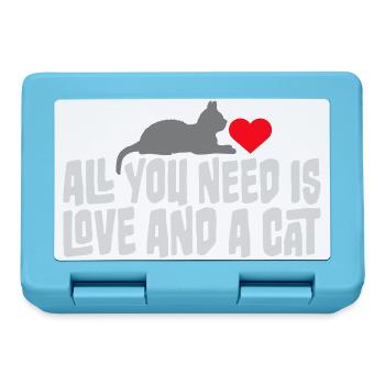 All You Need Is Love And A Cat Lustig Katze Spruch - Brotdose - Saphirblau - Vorne