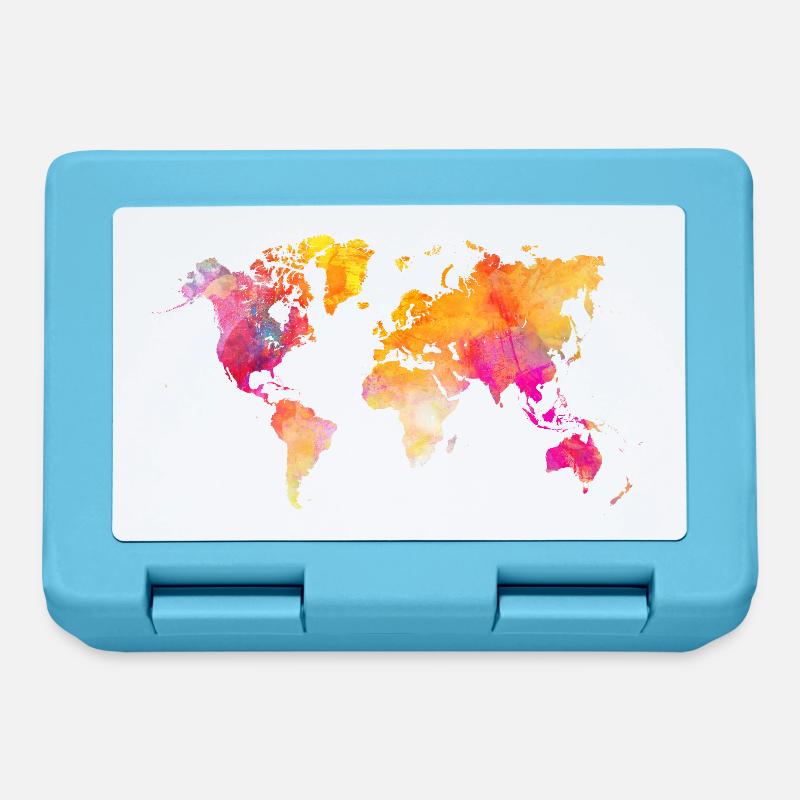 carte du monde - Boîte à goûter - bleu saphir