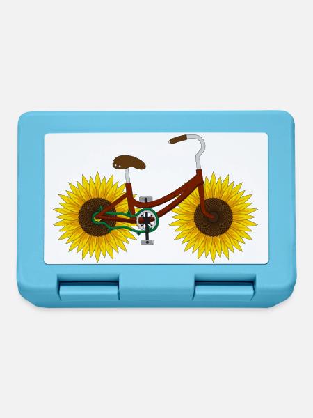 Sonnenblume Lustig Fahrrad - Brotdose - Saphirblau