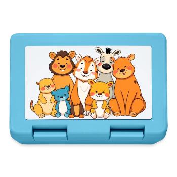 Verspielte Tierfamilie Comic Design - Brotdose - Saphirblau - Vorne