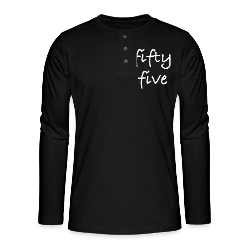 Fiftyfive -teksti valkoisena kahdessa rivissä - Henley pitkähihainen paita