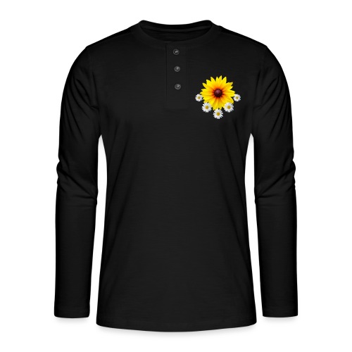 Sonnenhut Blume mit Margeriten Blüten Blume floral - Henley Langarmshirt