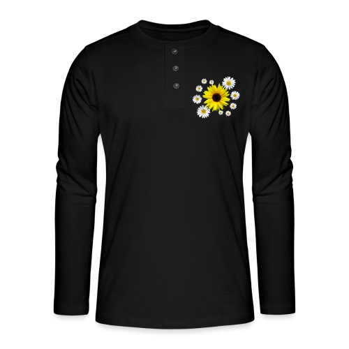 Sonnenblume mit Margeriten Blüten, floral, Blume - Henley Langarmshirt