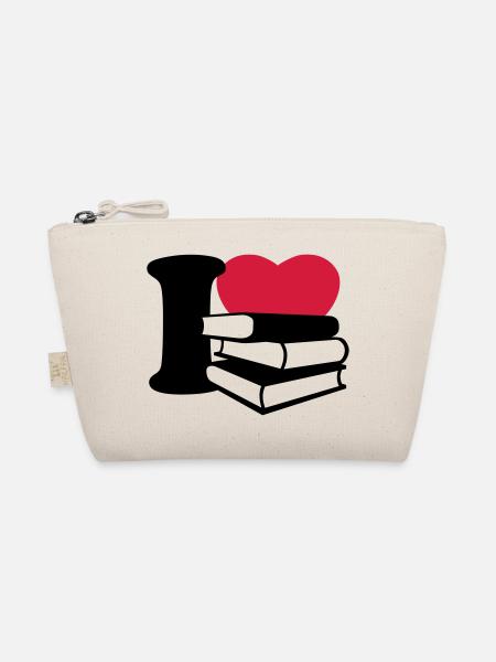 I love books - Ich liebe Bücher - Bio-Täschchen - Natur