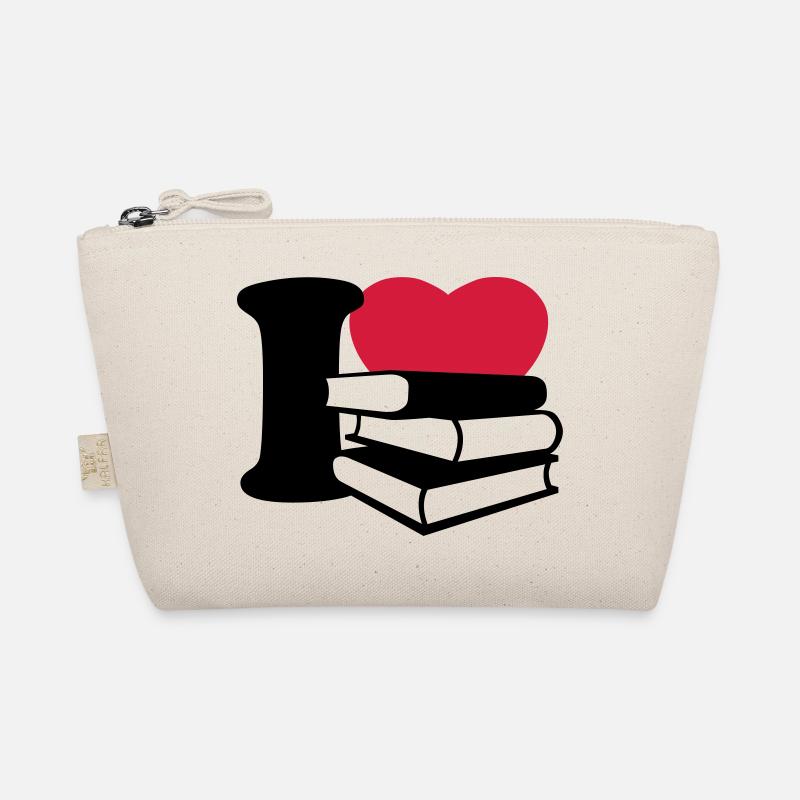 I love books - Ich liebe Bücher - Bio-Täschchen - Natur