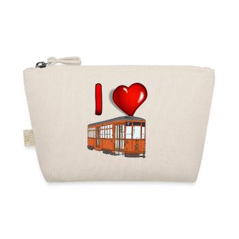 I Love Tram – Vintage Orange Tram - Organic Pouch - nature - Front