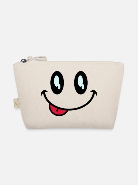 augen smiley zunge - Bio-Täschchen - Natur - Vorne