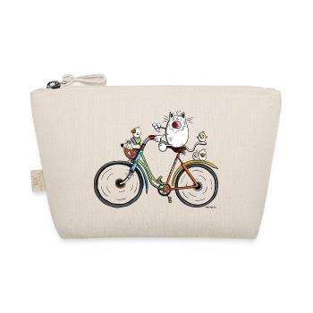 Katze auf Fahrrad - Bio-Täschchen - Natur - Vorne