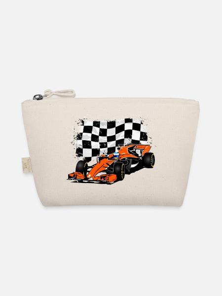 Racecar - Rennauto - Racing Flag - Bio-Täschchen - Natur