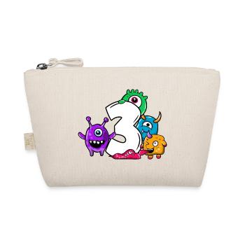 Monster Dritter Geburtstag 3 Jahre Geschenk - Bio-Täschchen - Natur - Vorne