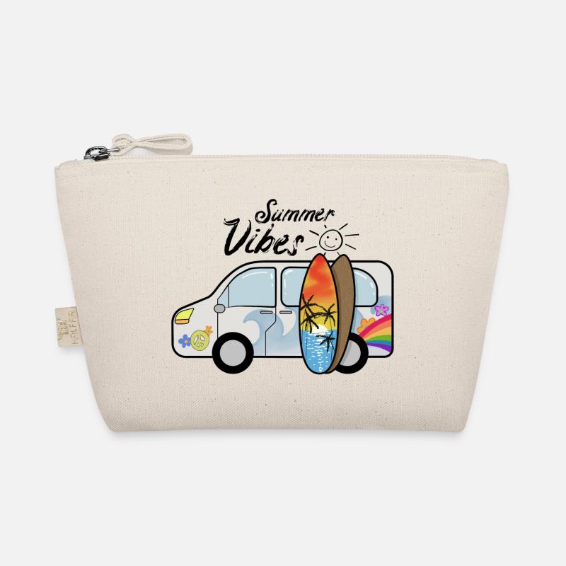 Camping bus with surfboards surfers summer vacation Organic Pouch