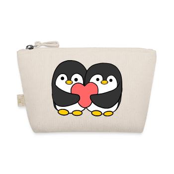 Cartoon penguin couple holding a heart - Organic Pouch - nature - Front