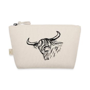 scottish highlander ink pen drawing rough sketch - Organic Pouch - nature - Front